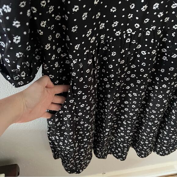 Garnet Hill Bohemian Black Floral Print Pocket Dress - Picture 9 of 9